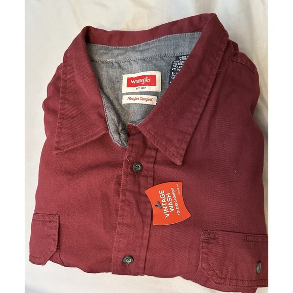 Wrangler Men's Comfort Flex Shirt Long Sleeve Button Up Regular Fit NWT 3XL - Picture 12 of 12